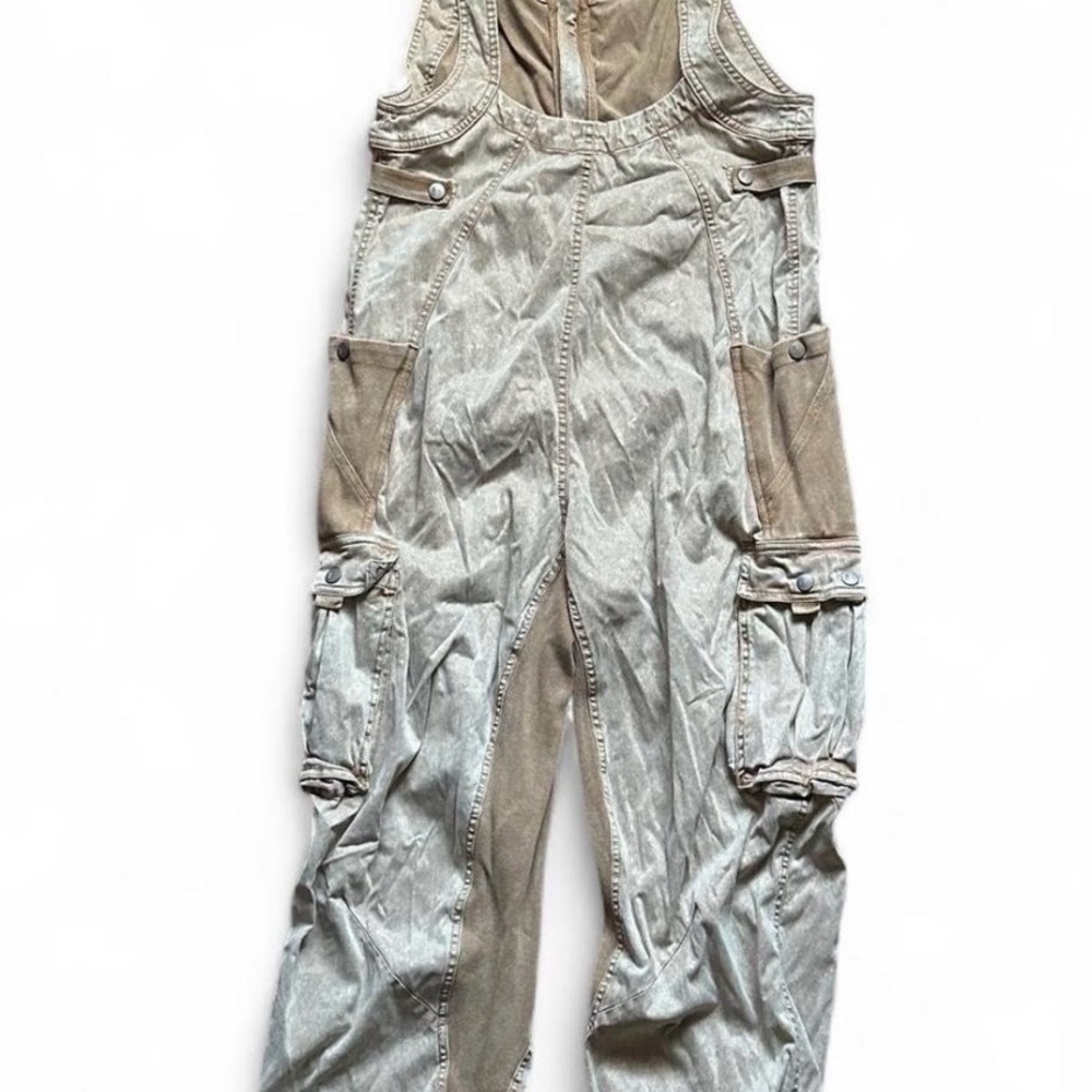 Free People Fast Track Women’s Utility Jumpsuit/Onesie in Light Brown - Picture 4 of 4